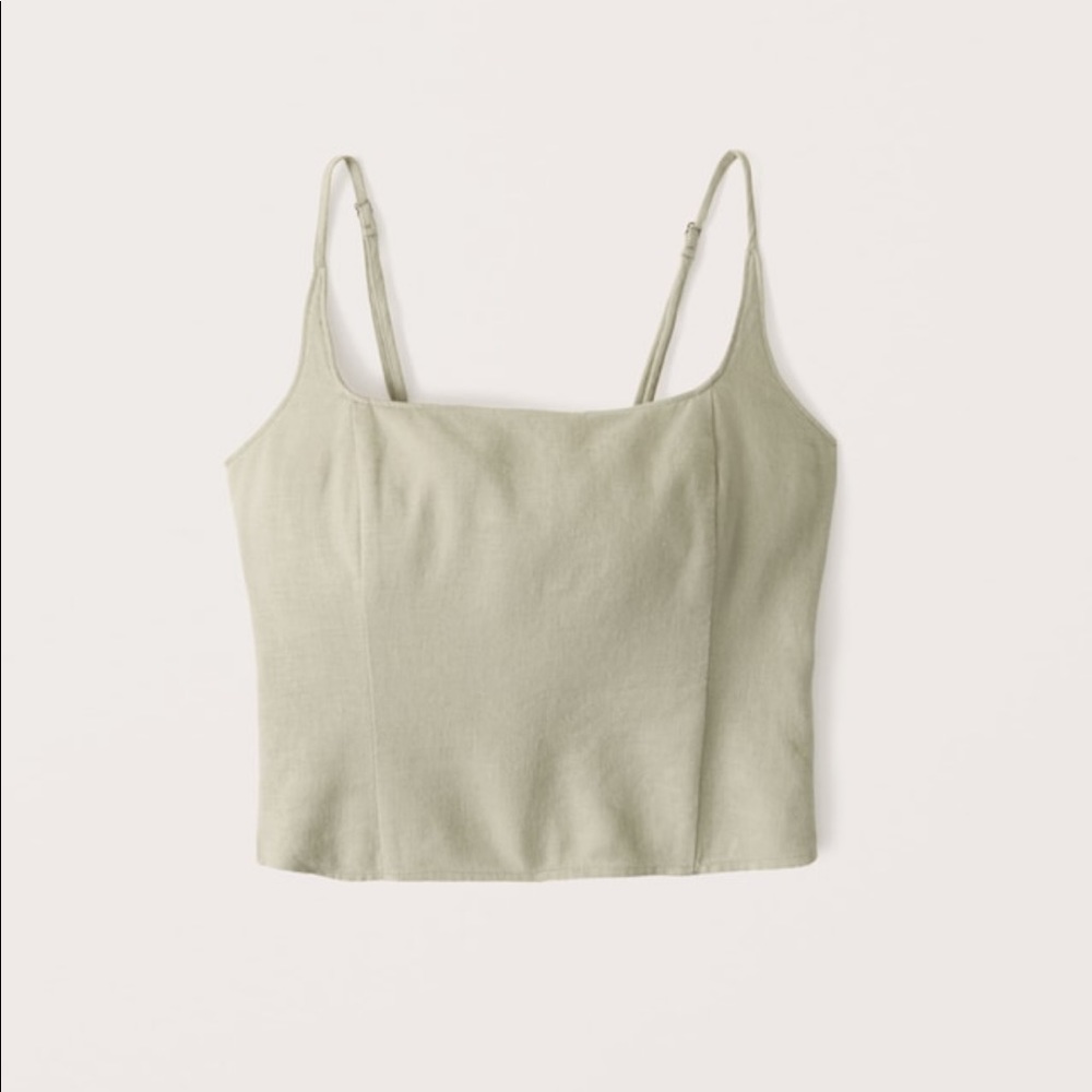 NWT Squareneck Linen-Blend Top